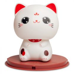 Figura solar: Gato de la suerte blanco "ojos abiertos" 10cm