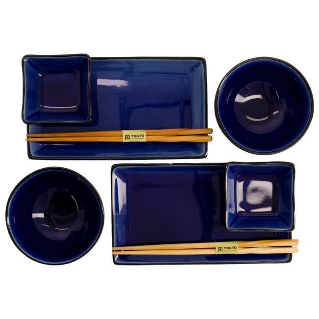 Set vajilla de porcelana 8 piezas "azul oscuro"