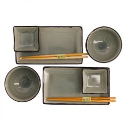 Set vajilla de porcelana 8 piezas "gris"