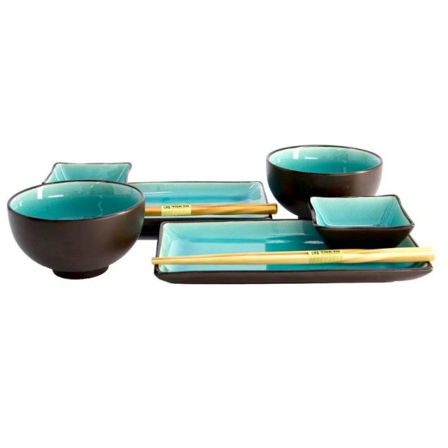 Set vajilla de porcelana verde