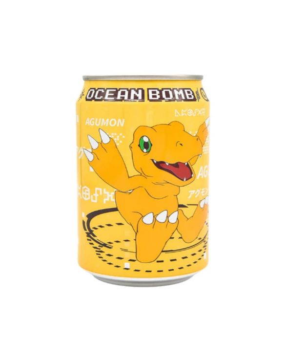 Bebida con gas sabor plátano digimon (OCEAN BOMB) 330ml