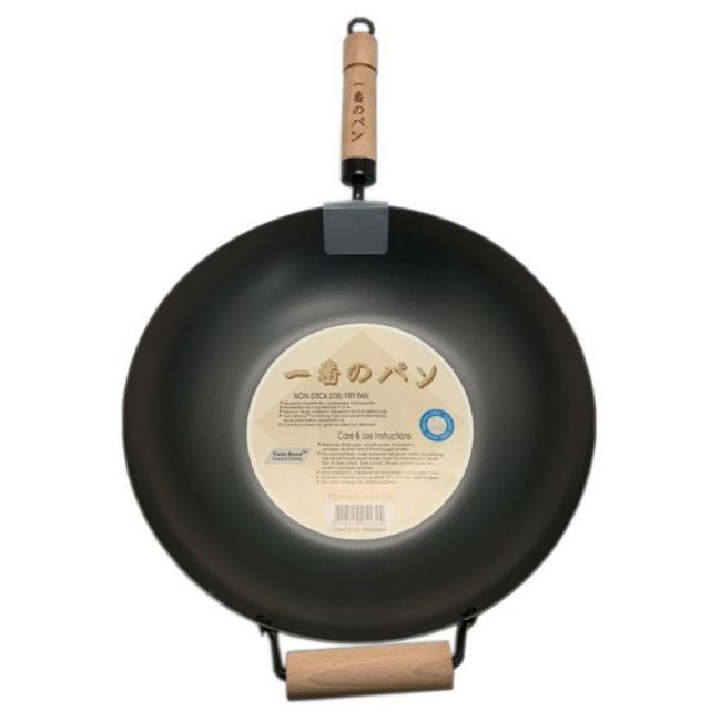 Sartén redonda con asas y mango. Medidas: "14".