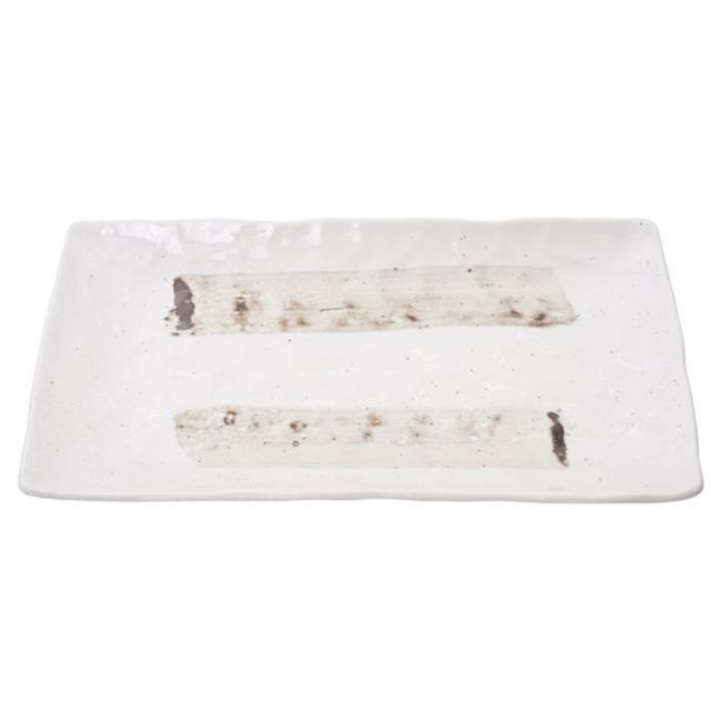 Plato Rectangular 31x17cm Procelana Blanco-Beige