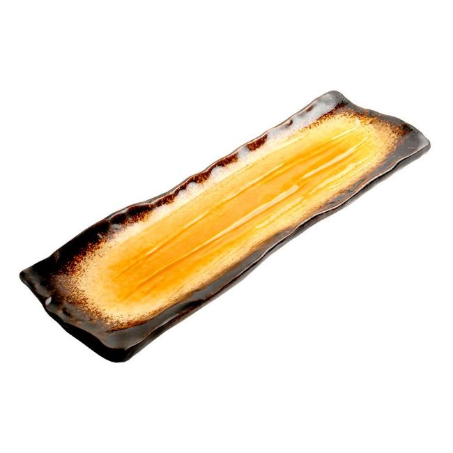 Plato Rectangular de Porcelana 32x11cm - Yaketa ocre