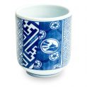 Taza de pocelana de 6,5x7,5cm con motivos azules