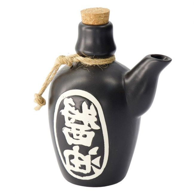 Jarra para salsa de soja 170 ml. Negra- letra blanca