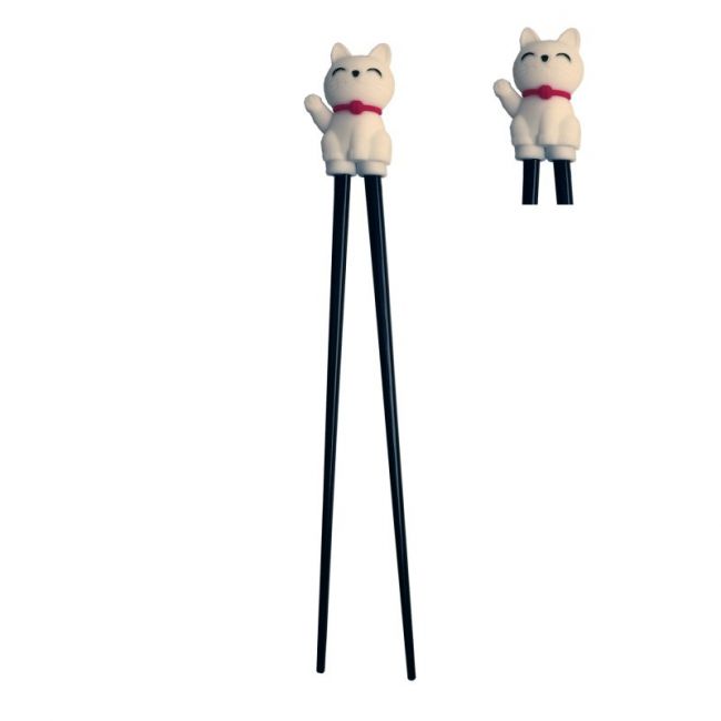 Palillo de aprendizaje 26cm. Modelo: "Gato de la suerte blanco ".