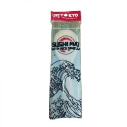 Imagén: Esterilla de bambú para sushi con espátula. Medidas: 24x24cm.