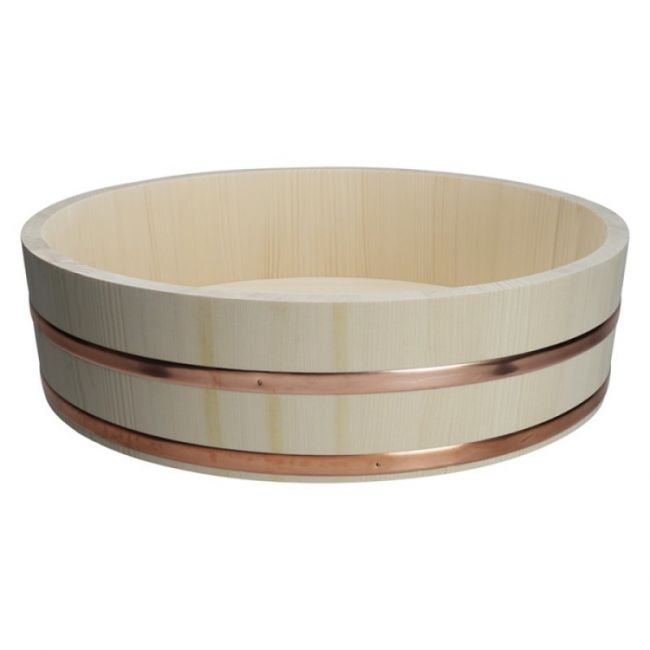 Hangiri de ciprés para sushi  60x16cm - Aro de Cobre