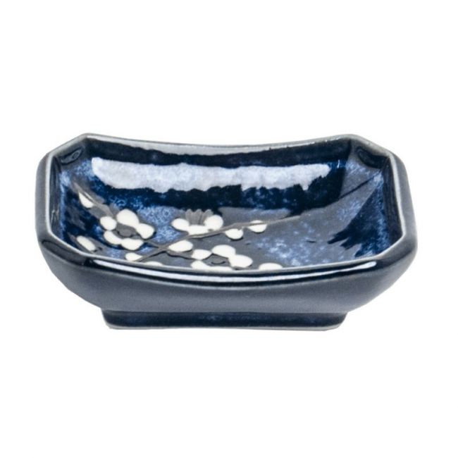 Plato Rectangular de Porcelana para Salsa  9x6cm - Soshun azul
