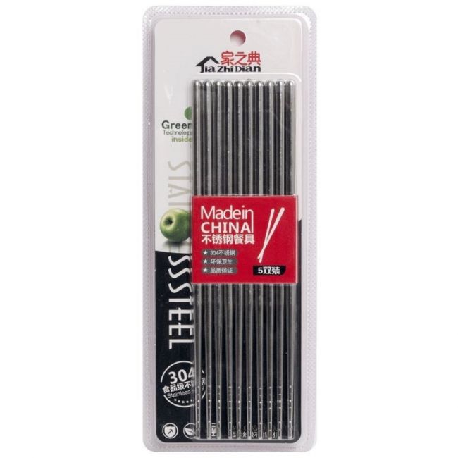 PALILLO INOX. 22,5cm. "liso" 5 pares.