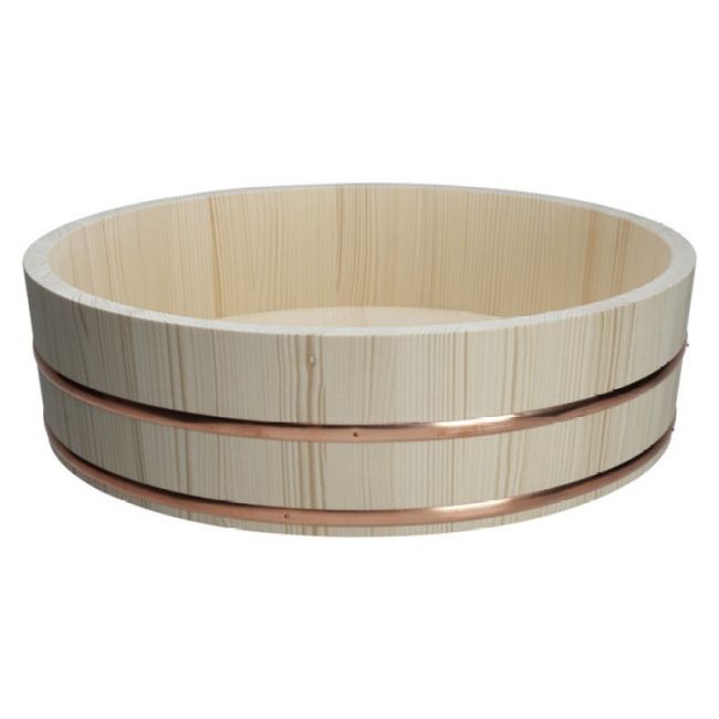 Hangiri de ciprés para sushi 52x14cm -Aro de Cobre-