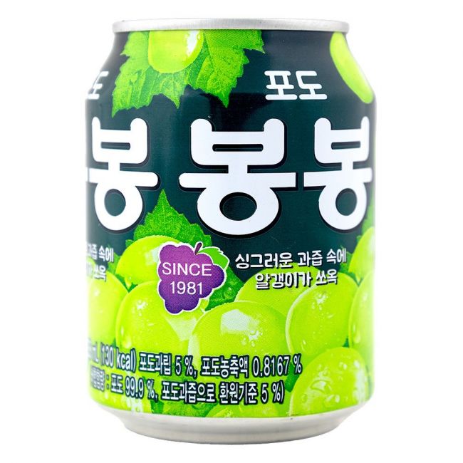 Bebida coreana sabor uva (GRAPE BONBON) 238ml