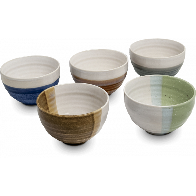 SET 5 CUENCOS porcelana. "Zen". 11X7CM