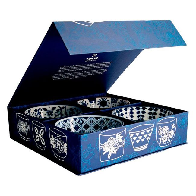 Set 4 Cuencos 15x7cm  Porcelana "Azules"