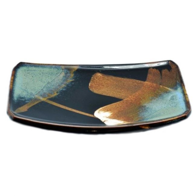 Plato Rectangular 18,5x12cm.Modelo:  "Negro-marron".