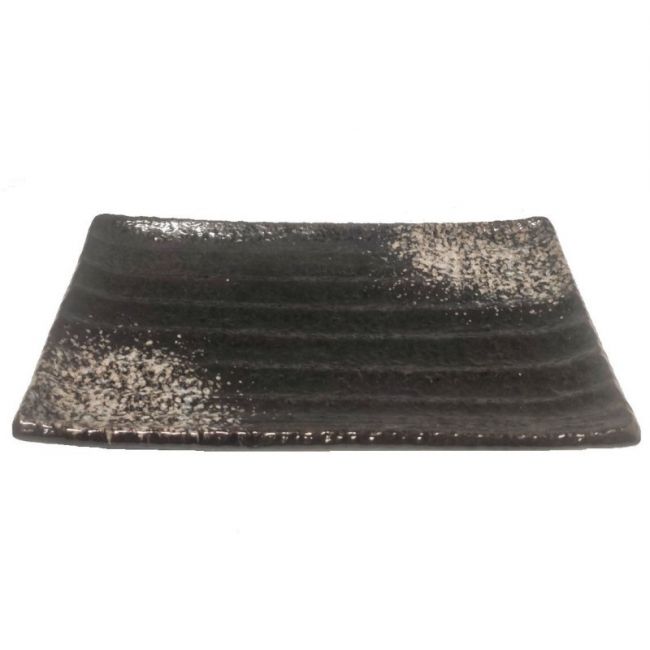 Plato Rectangular 20x12cm Porcelana "Negro-Gris"
