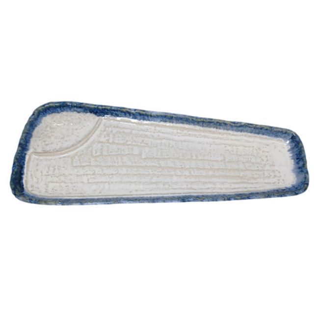 Plato Rectangular 35x9/14cm Porcelana "Blanco-Azul"