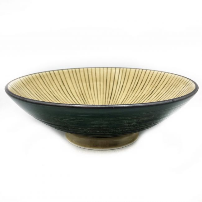 CUENCO 24,5CM PORC. "verd-rayas".