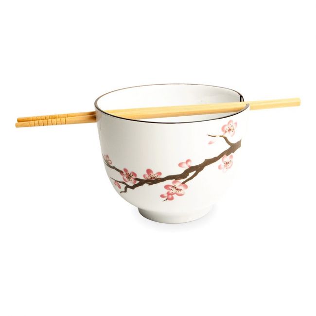 Cuenco con Palillos 13x10cm Porcelana "Sakura"