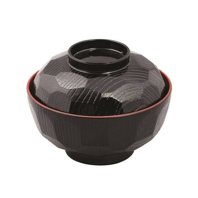 CUENCO C/TAPA MISO LACADO 12x10CM "negro/rojo"