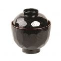 Cuenco con tapa miso lacado 9,5x10cm. Modelo: "Negro/rojo"