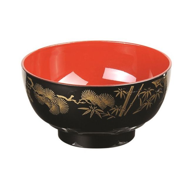 Cuenco Negro y Rojo con Motivos Bambú 11,5 x 6,5 cm