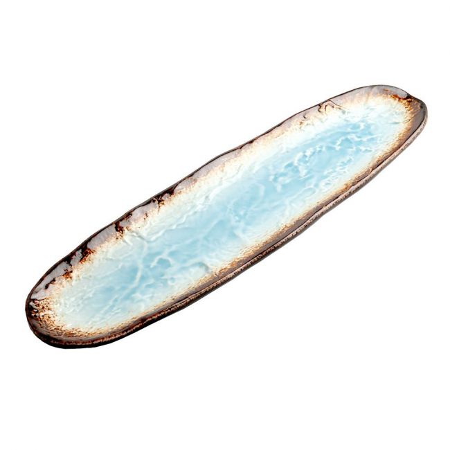 Plato Ovalado de Porcelana 41x11,5cm - Yaketa turquesa