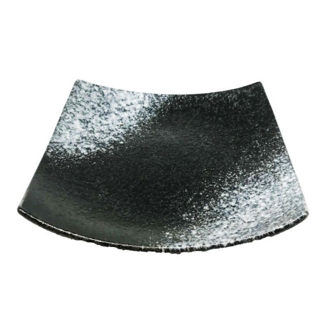 Plato Cuadrado 20CM Porcelana "negro-gris"