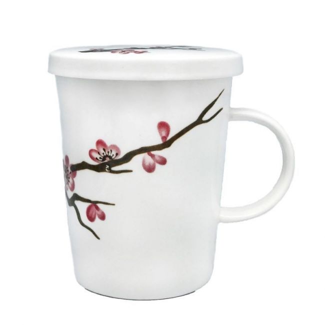 Taza con filtro y tapa. Modelo: "Blanco-sakura"