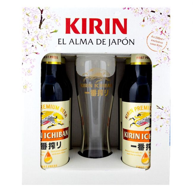 Pack Cerveza (KIRIN ICHIBAN) 4x330ml +VASO Alc.5%