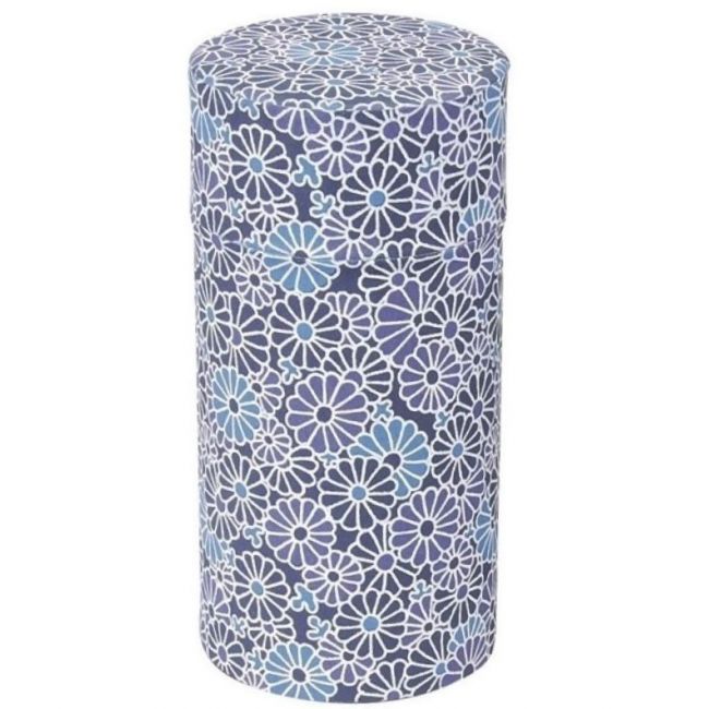 ENVASE P/TE INOX. 200GM "flores azules"