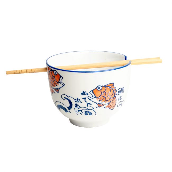 Cuenco con Palillos 13x10cm Porcelana "Fish"