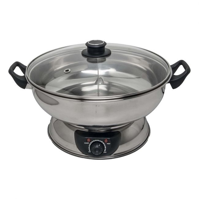 Olla para fondue electrica 2 divisiones. Medidas. 30CM