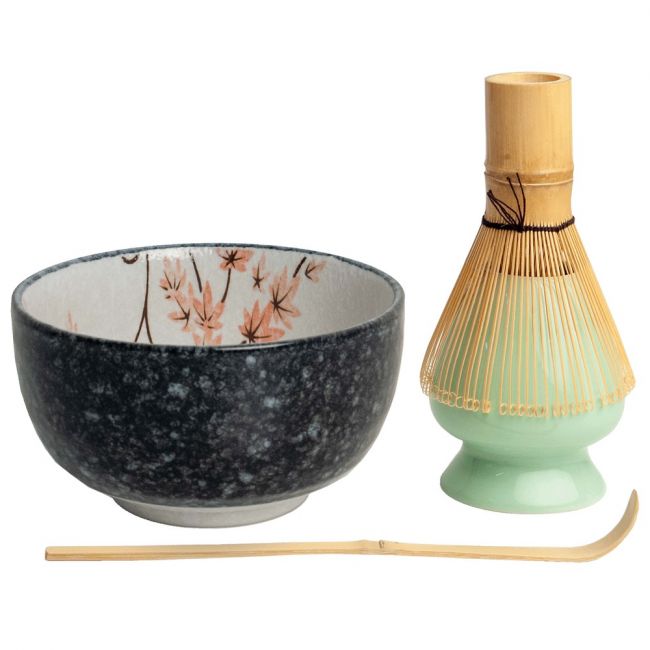 SET para Té: Cuenco, escobilla, soporte y cuchara. "Maple leaf" 13x7CM