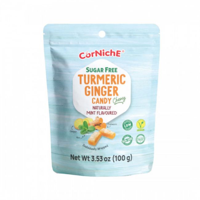 Caramelo masticable cúrcuma jengibre y menta (CORNICHE) 100g