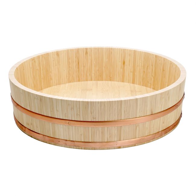 Hangiri de bambú para sushi 52x14cm - Aro de cobre