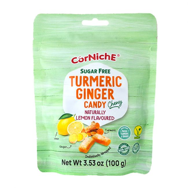 Caramelo masticable cúrcuma jengibre y limon (CORNICHE) 100g